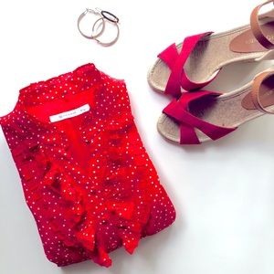 Vintage Chatelaine Bright Red Polka Dot Dress S